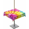 thumbnail image 1 of nqOlkjepod Colorful Boho Outdoor Tablecloth with Umbrella Hole & Zipper, Pink Yellow Blue Green Tie Dye Abstract Art Square Table Cover 60x60 Inch, Dining Waterproof Table Cloth Protector for Patio, 1 of 7