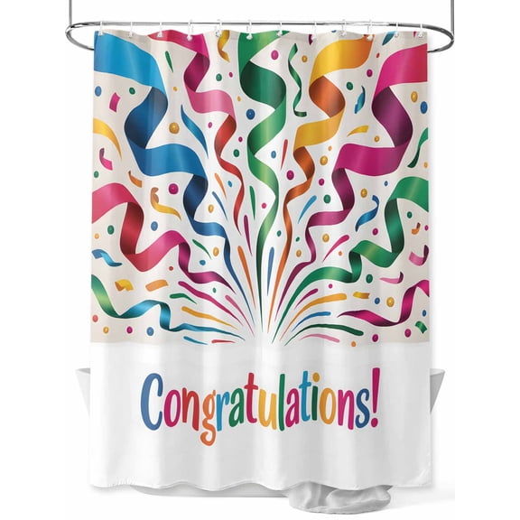 nqOlkjepod Colorful Congratulations Shower Curtain, Waterproof Shower Curtains for Bathroom, Graduation Season Words Washable Fabric Bathtub Curtain Set Bath Decor with 12 Hooks 48"x72"