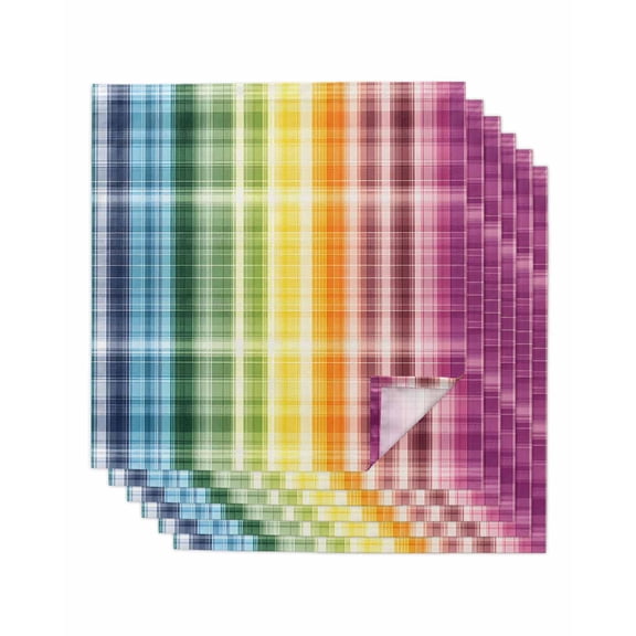 nqOlkjepod Colorful Gradient Plaid Cloth Napkins Set of 6 Reusable Dinner Napkins, Ombre Abstract Modern Check Cocktail Napkin Washable Table Napkins for Wedding/Holiday Party/Baby Shower 20"x20"
