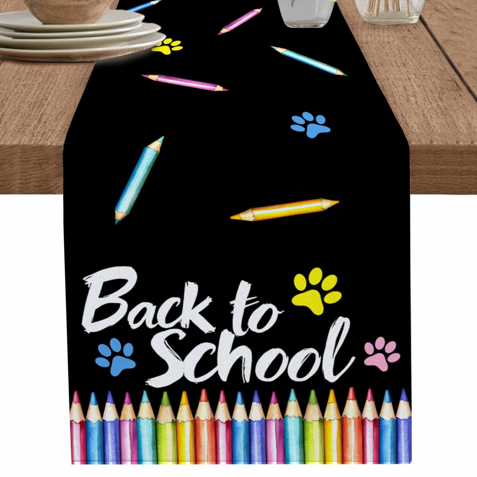 nqOlkjepod Colorful Pencils Table Runner 72 Inches Long Farmhouse Dress ...