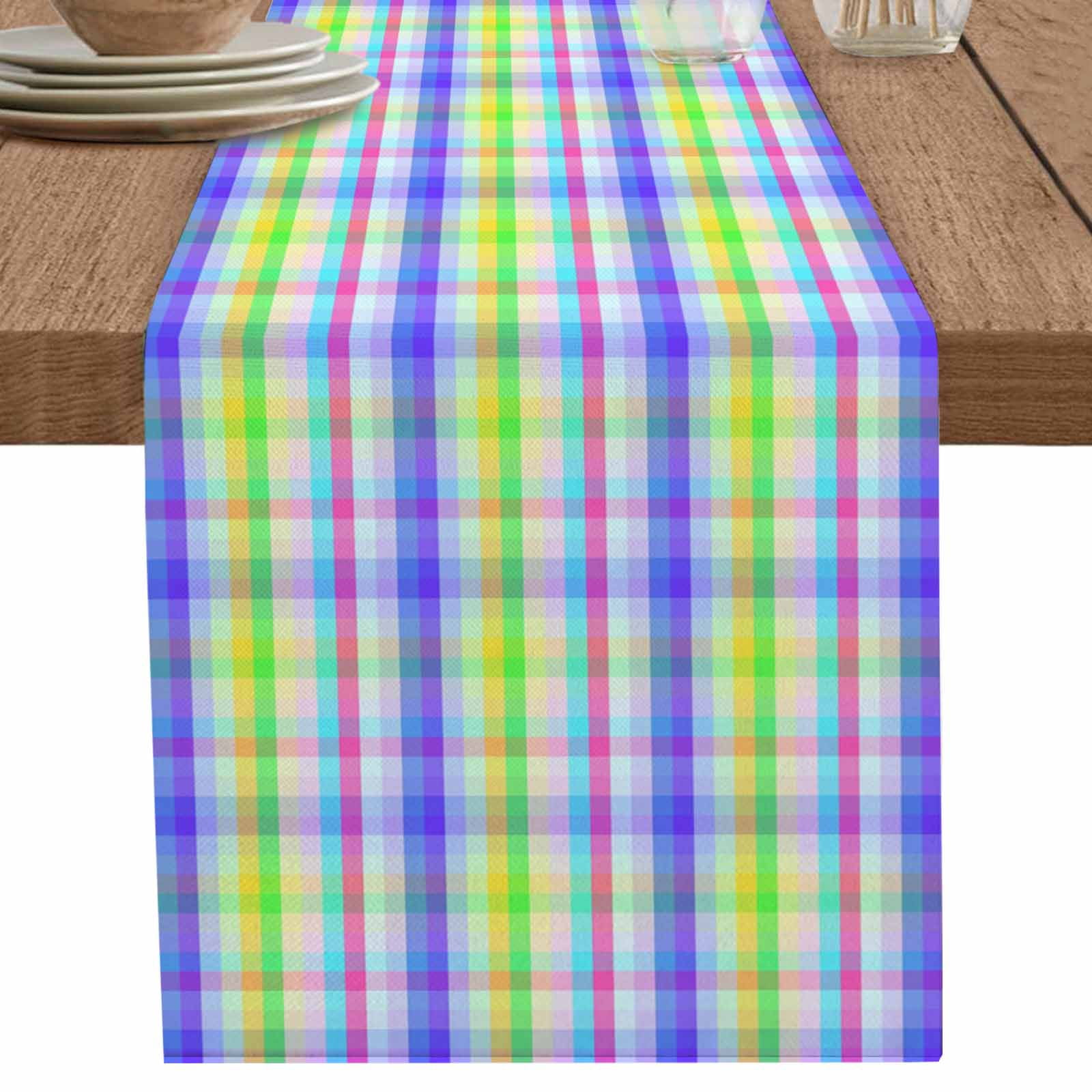 nqOlkjepod Colorful Plaid Table Runner 70 Inches Long Farmhouse Dress ...