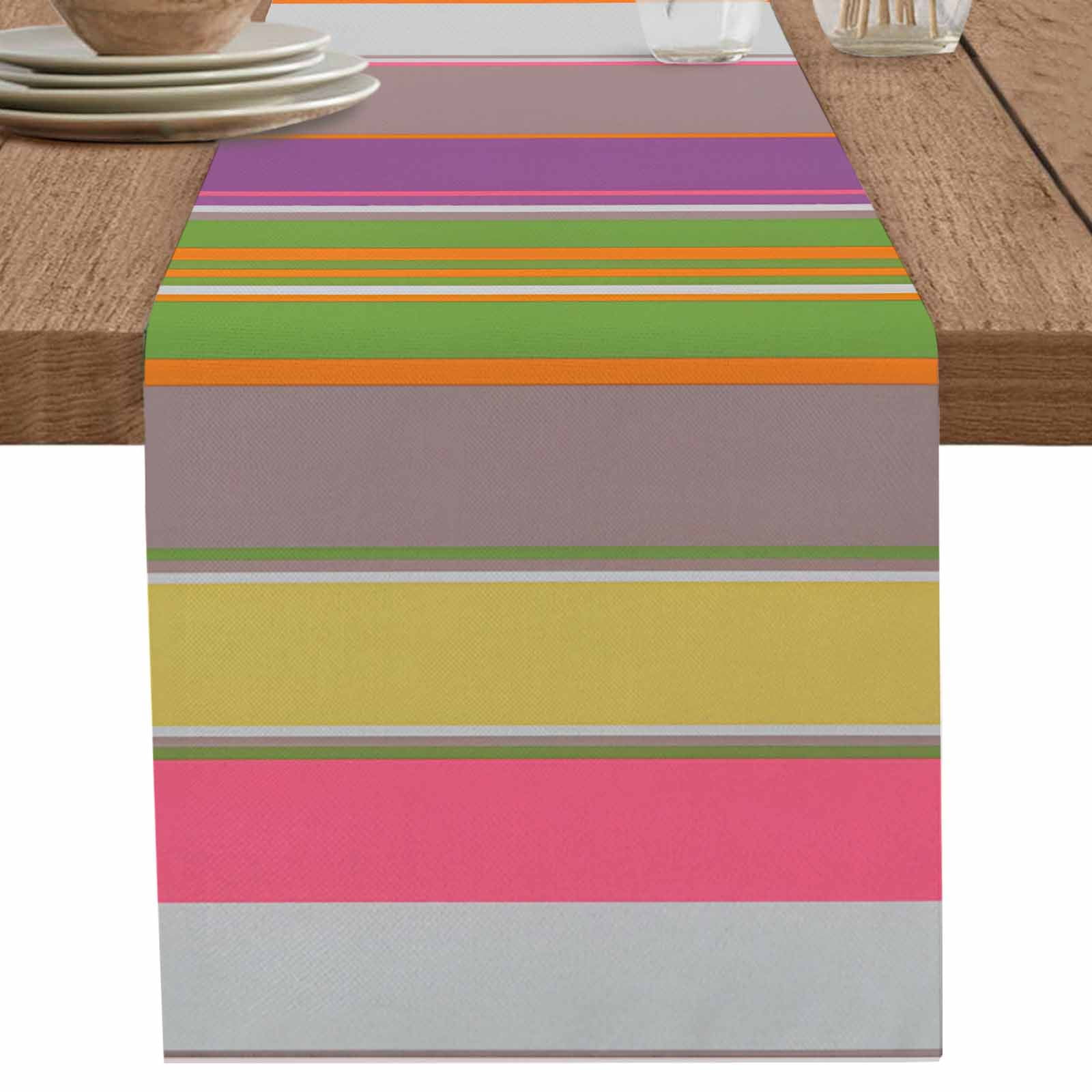 nqOlkjepod Colorful Striped Table Runner 70 Inches Long Farmhouse Dress ...