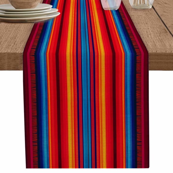 nqOlkjepod Colorful Striped Table Runner 72 Inches Long Farmhouse Dress Scarves, Farmhouse Modern Rainbow Lines Art Dining Tablerunner for Coffee Table/Kitchen Island/Party Décor, 13" x 72"