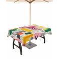 thumbnail image 1 of nqOlkjepod Contemporary Color Block Outdoor Tablecloth with Umbrella Hole & Zipper, Striped Abstract Art Rectangle Table Cover 60x102 Inch, Dining Waterproof Table Cloth Protector for Patio/Party, 1 of 7