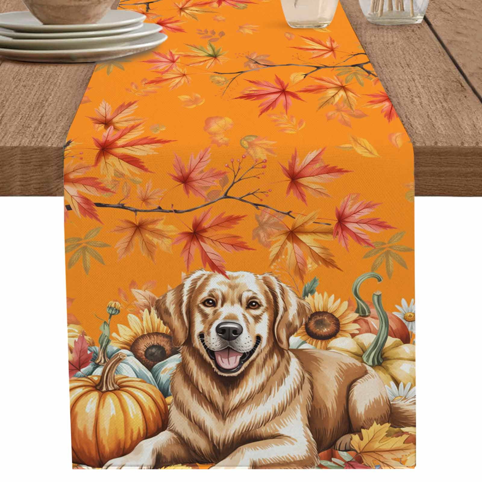 nqOlkjepod Country Puppy Table Runner 72 Inches Long Farmhouse Dress ...