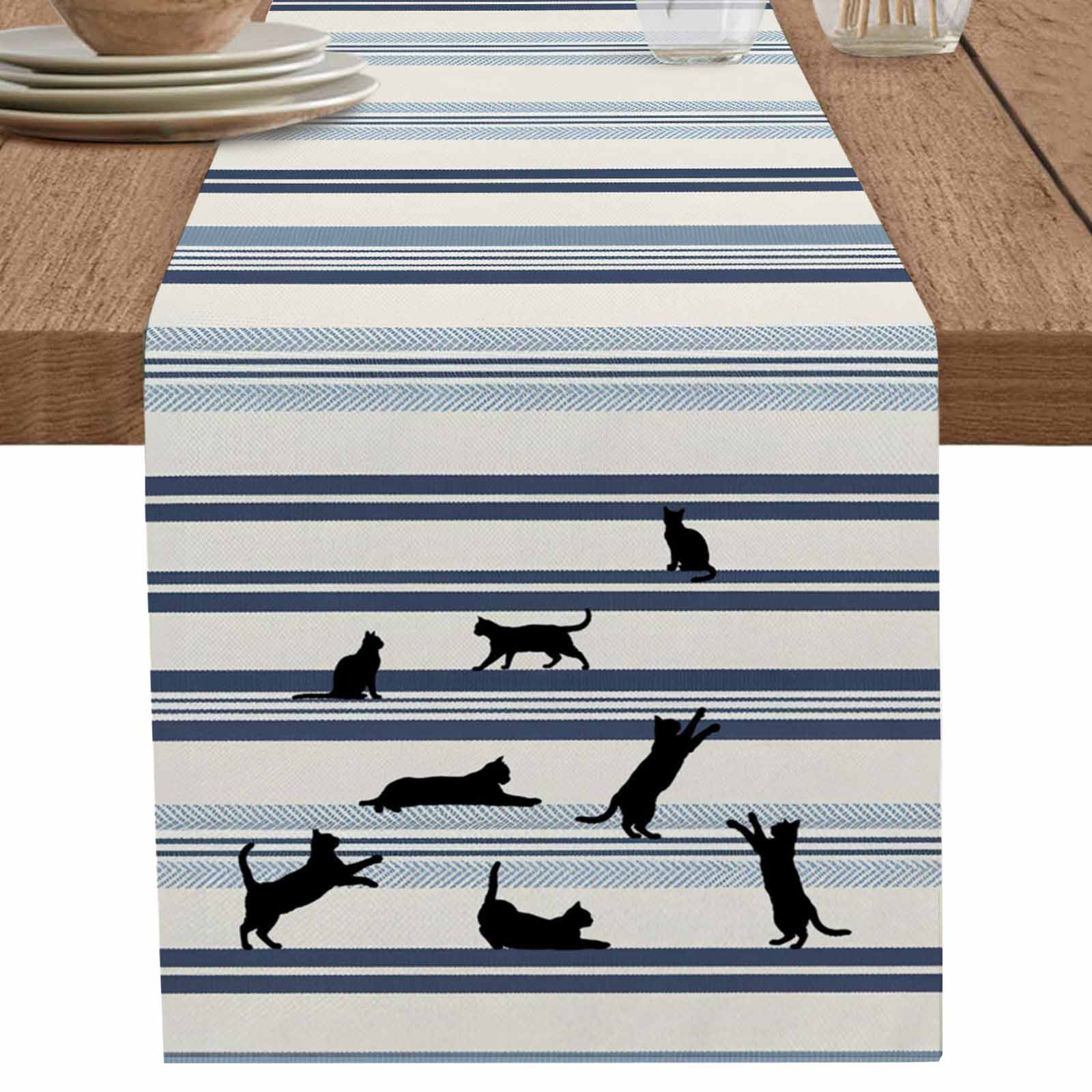 nqOlkjepod Cute Cat Table Runner 36 Inches Long Farmhouse Dress Scarves ...