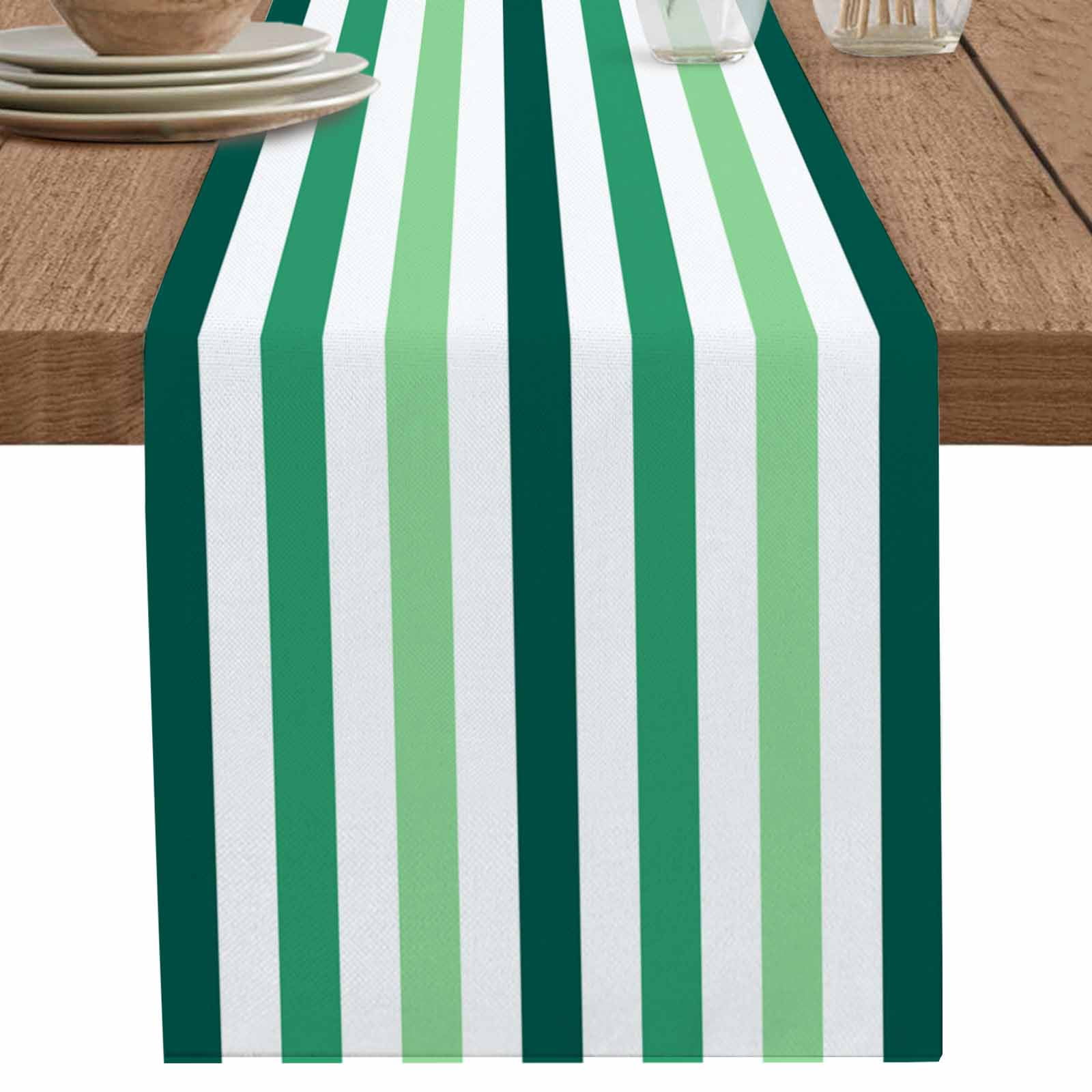 nqOlkjepod Dark Green Stripe Table Runner 60 Inches Long Farmhouse ...