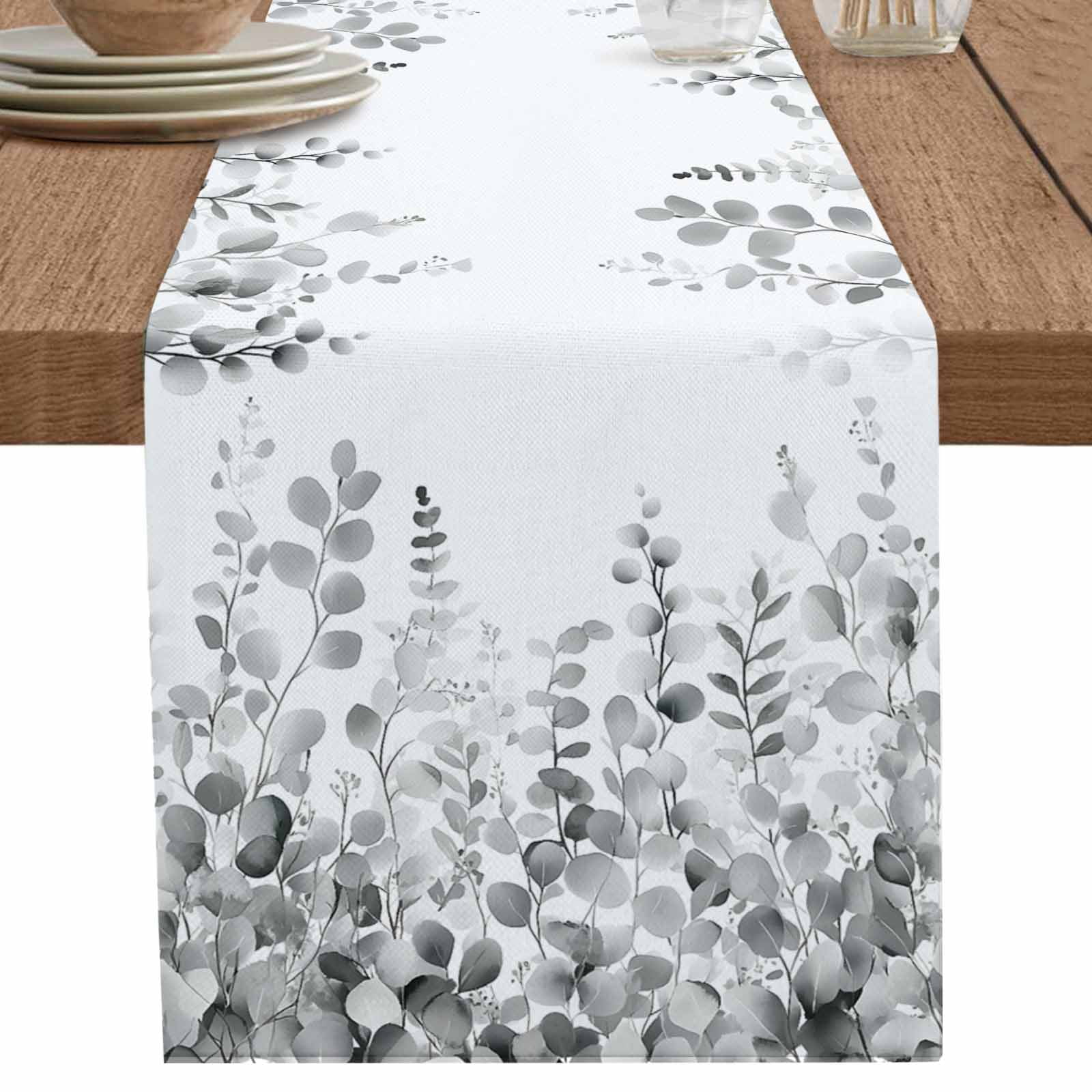 nqOlkjepod Eucalyptus Grey Table Runner 72 Inches Long Farmhouse Dress ...