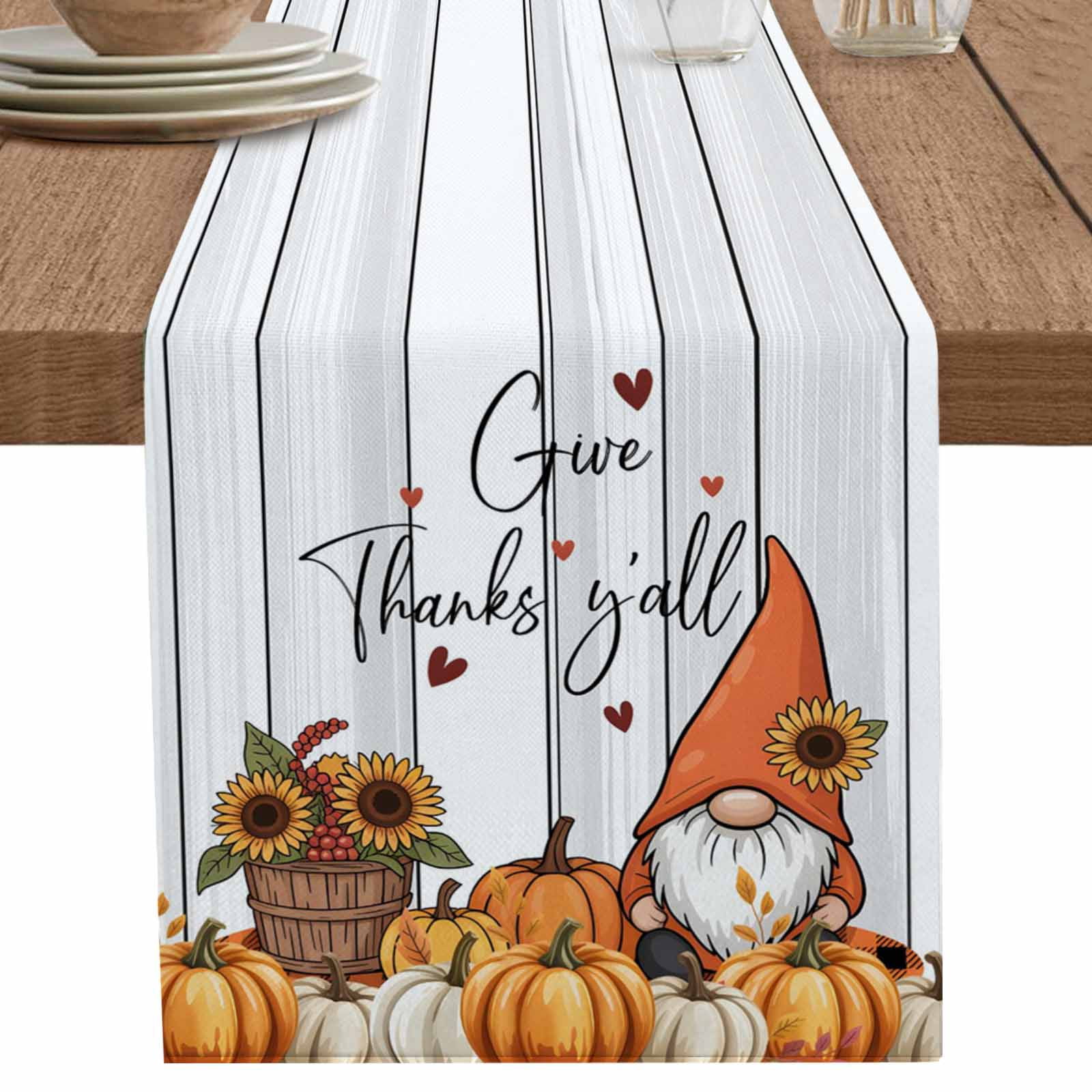 nqOlkjepod Fall Gnomes Table Runner 72 Inches Long Farmhouse Dress ...