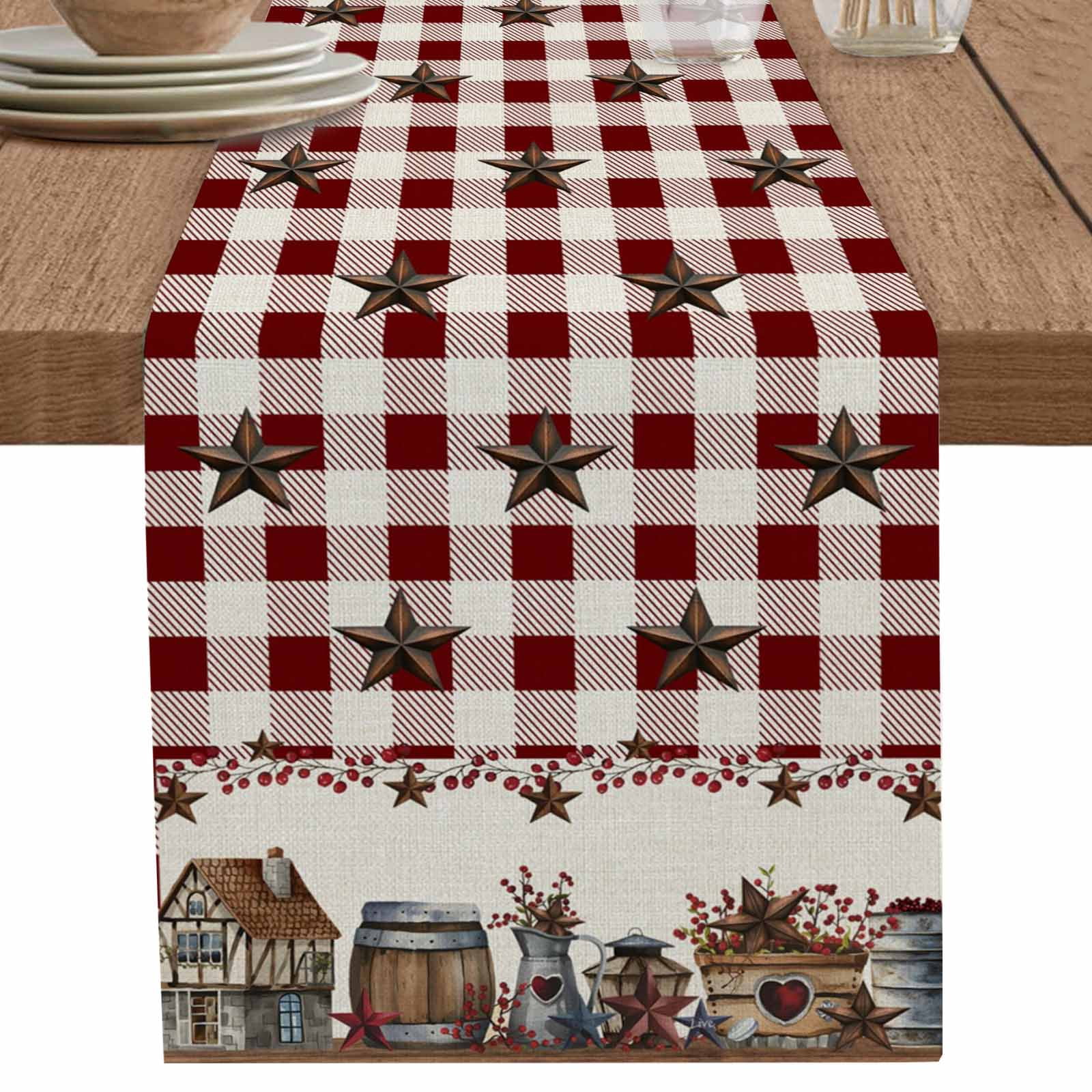 nqOlkjepod Farm Red Table Runner 70 Inches Long Farmhouse Dress Scarves ...