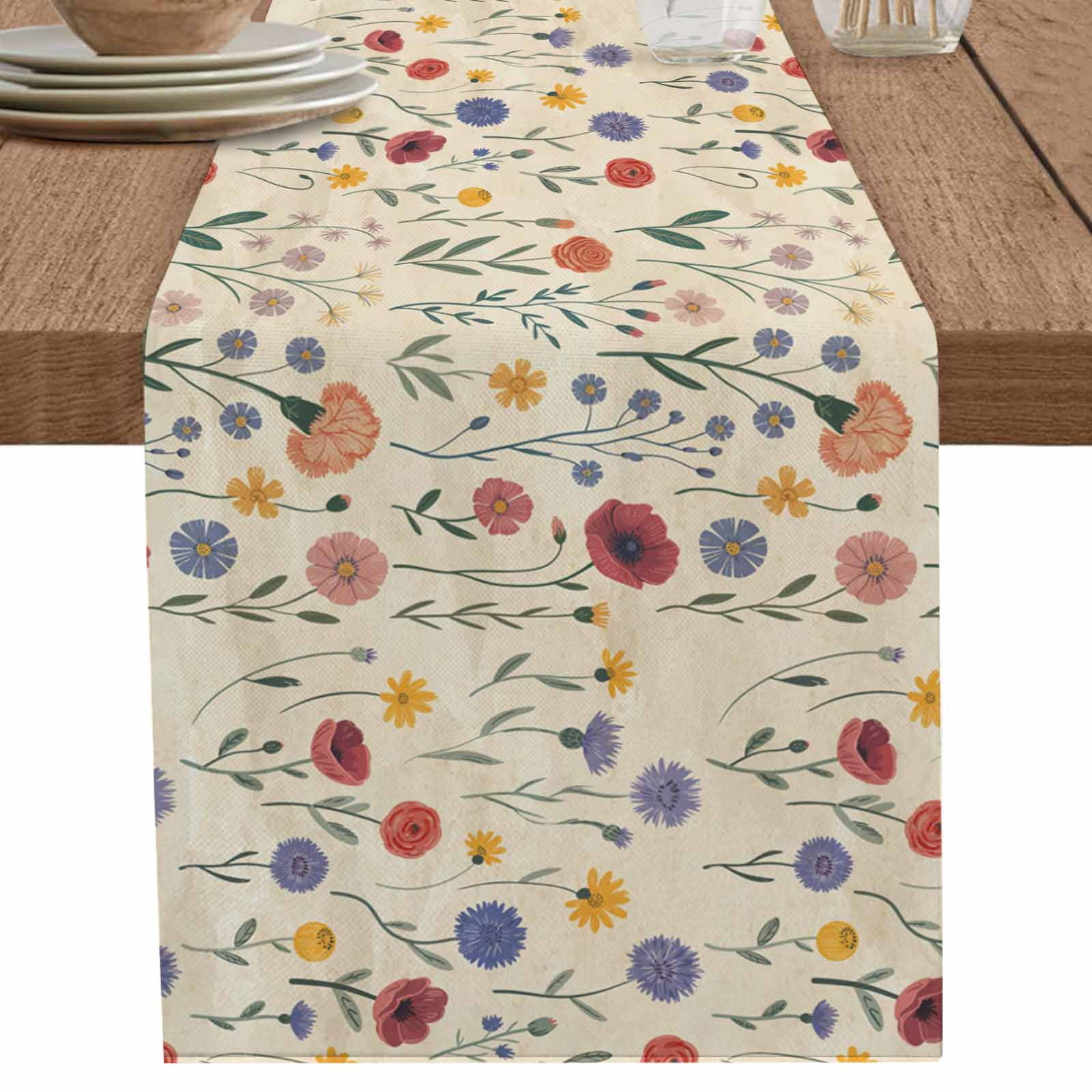 nqOlkjepod Farmhouse Floral Table Runner 72 Inches Long Farmhouse Dress ...