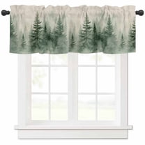 nqOlkjepod Farmhouse Mist Forest Farmhouse Short Window Curtain Valances, Vintage Trees Natural Landscape Rod Pocket Kitchen Valances for Living Room Bedroom Bathroom Cafe, 1 Panel - 60" x 18"
