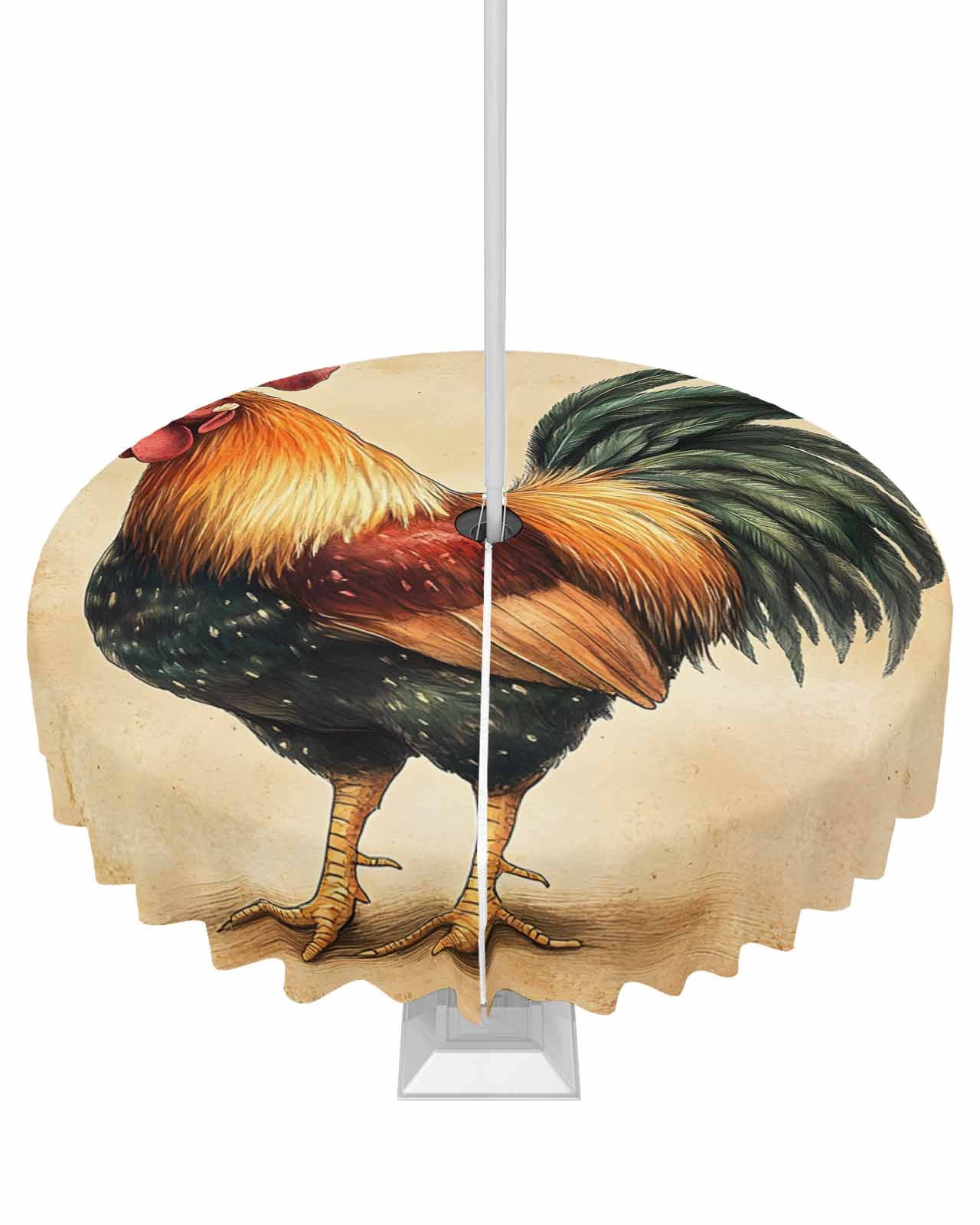 nqOlkjepod Farmhouse Rooster Outdoor Tablecloth with Umbrella Hole ...