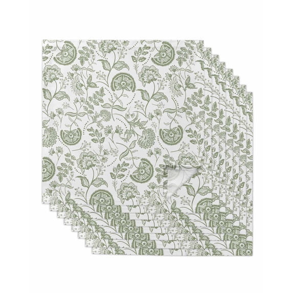 nqOlkjepod Farmhouse Spring Cloth Napkins Set of 8 Reusable Dinner Napkins, Sage Green Fruit Plant Leaf Flower Cocktail Napkin Washable Table Napkins for Wedding/Holiday Party/Baby Shower 20"x20"
