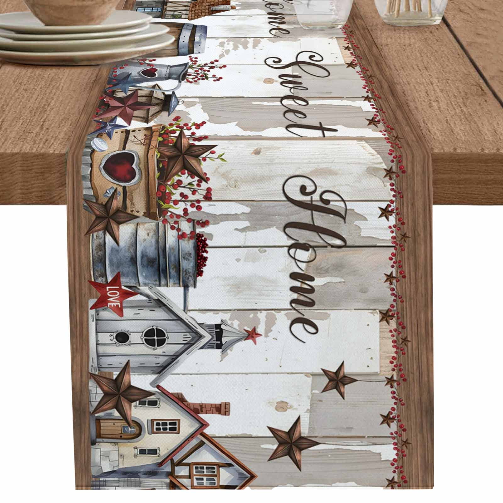 nqOlkjepod Farmhouse Table Runner 70 Inches Long Farmhouse Dress ...