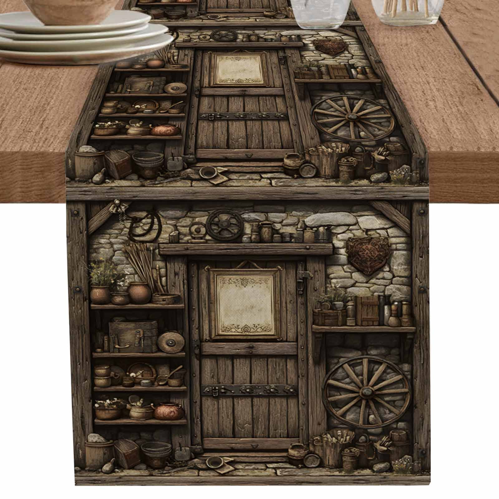 nqOlkjepod Farmhouse Wooden Table Runner 70 Inches Long Farmhouse Dress ...