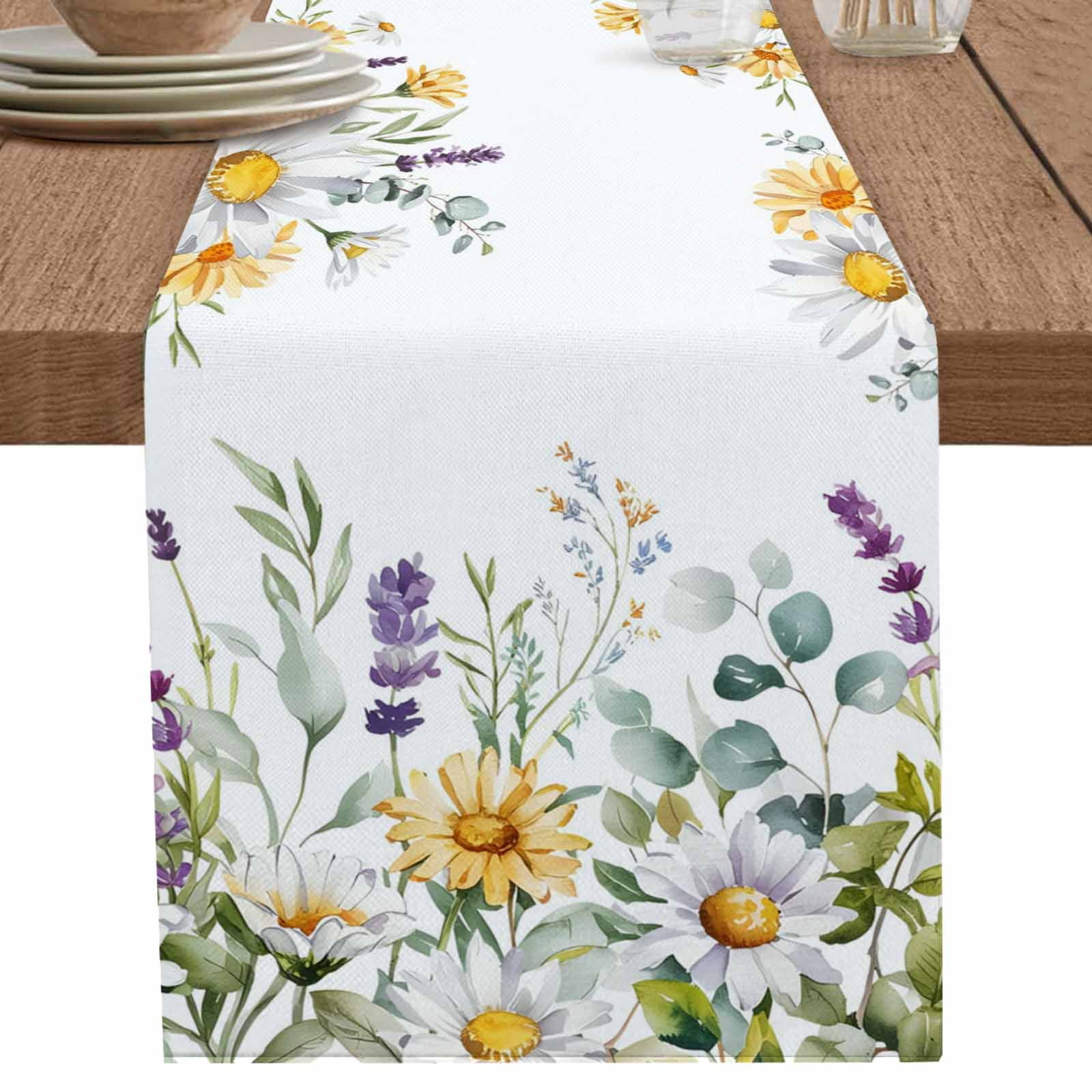 nqOlkjepod Floral Flower Table Runner 72 Inches Long Farmhouse Dress ...