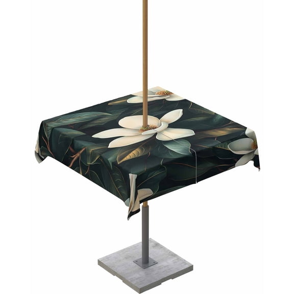 nqOlkjepod Floral Outdoor Tablecloth with Umbrella Hole & Zipper, Botanical Garden Flower Country Nature Farm Leaf Square Table Cover 54x54 Inch, Dining Waterproof Table Cloth Protector for Patio