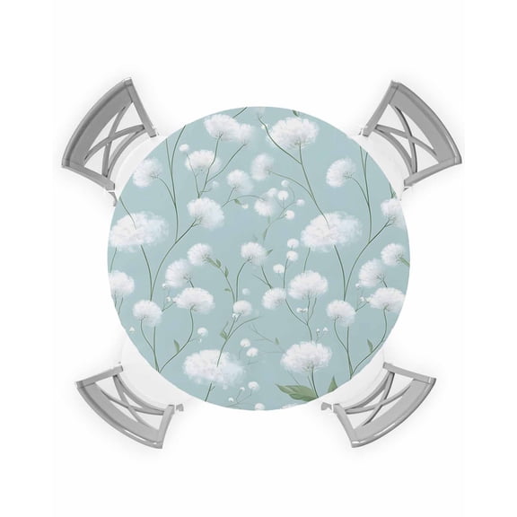 nqOlkjepod Flowers Plant Round Tablecloth, Fitted Table Cover with Elastic for 36"-44" Round Tables, Wildflower Garden Floral Farm Motifs Table Cloth Outdoor Dinning Party Waterproof Tablecloths