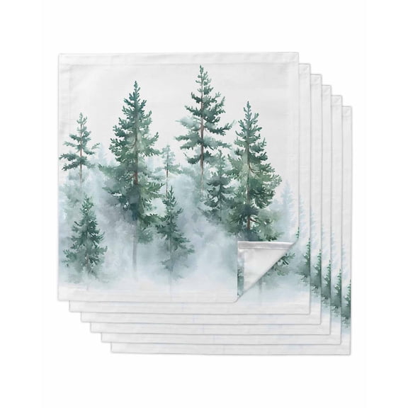 nqOlkjepod Forest Green Ombre Cloth Napkins Set of 6 Reusable Dinner Napkins, Watercolor Sage Green Trees Cocktail Napkin Washable Table Napkins for Wedding/Holiday Party/Baby Shower 20"x20"