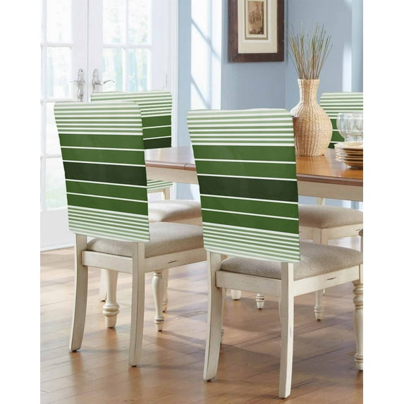 nqOlkjepod Forest Green Ombre Stripe Chair Covers Set of 6, Decorative Chair Back Cover, Farmhouse Striped Gradient Dining Room Chair Slipcovers Removable Chair Protectors Covers for Party Banquet