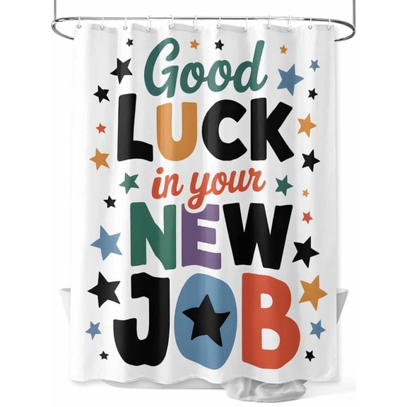 nqOlkjepod Funny Words Shower Curtain, Waterproof Shower Curtains for Bathroom, Cartoon Colorful New Job Star Washable Fabric Bathtub Curtain Set Bath Decor with 12 Hooks 48"x72"