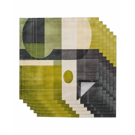 nqOlkjepod Geometric Green Cloth Napkins Set of 6 Reusable Dinner Napkins, Middle Century Simple Abstract Art Cocktail Napkin Washable Table Napkins for Wedding/Holiday Party/Baby Shower 20"x20"