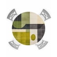 thumbnail image 1 of nqOlkjepod Geometric Green Round Tablecloth, Fitted Table Cover with Elastic for 45"-54" Round Tables, Middle Century Simple Abstract Art Table Cloth Outdoor Dinning Party Waterproof Tablecloths, 1 of 6
