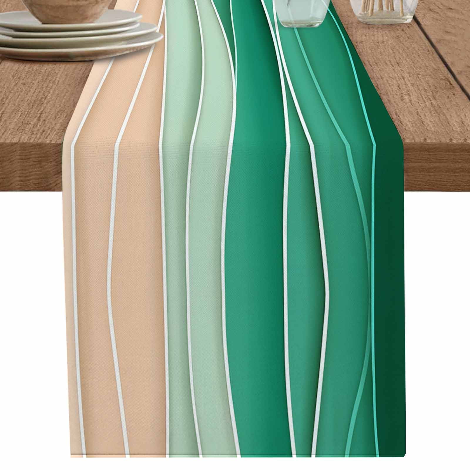 nqOlkjepod Geometric Green Table Runner 72 Inches Long Farmhouse Dress ...