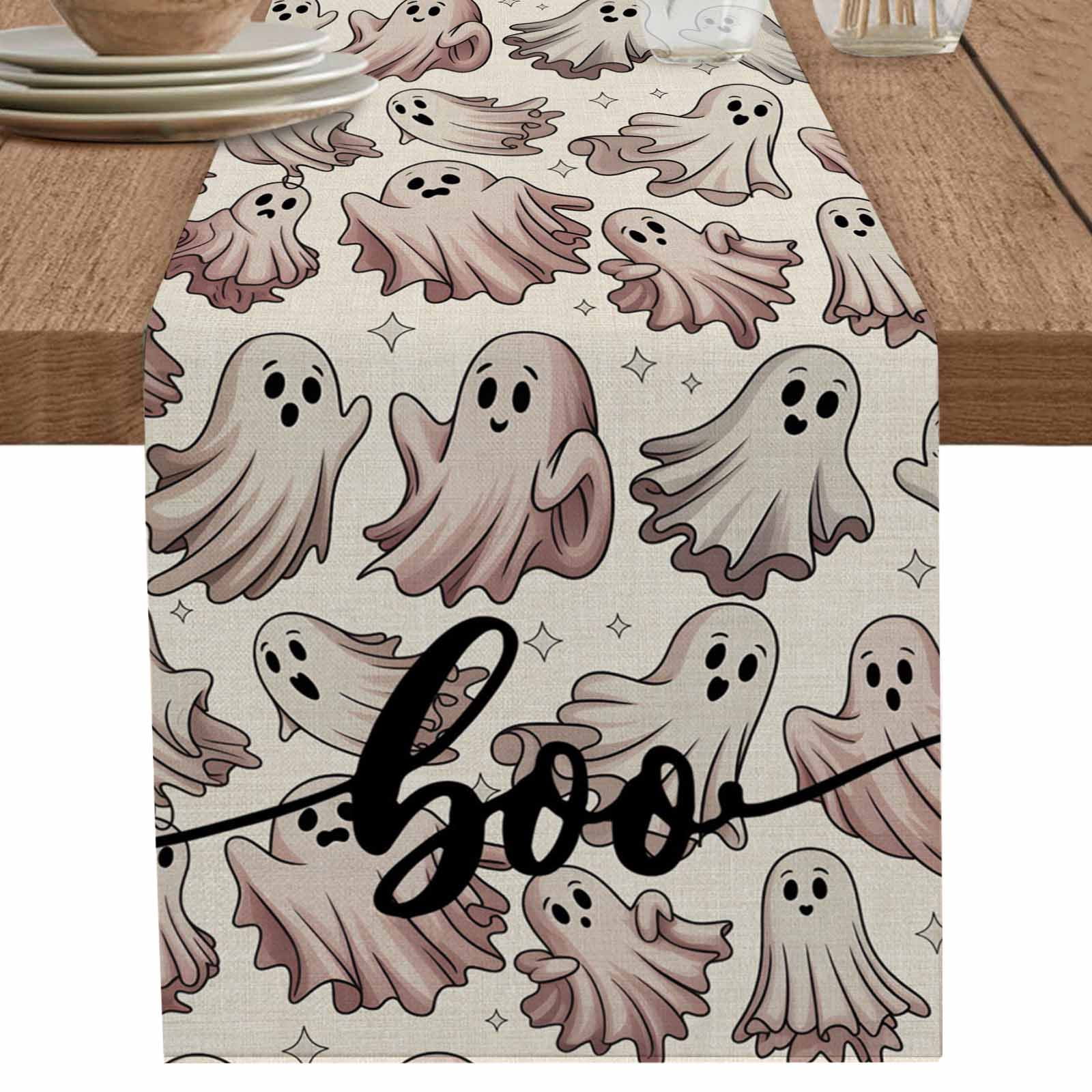 nqOlkjepod Ghost Halloween Table Runner 72 Inches Long Farmhouse Dress ...