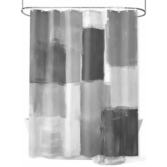 nqOlkjepod Gray Geometric Shower Curtain, Waterproof Shower Curtains for Bathroom, Watercolor Ombre Modern Abstract Art Washable Fabric Bathtub Curtain Set Bath Decor with 12 Hooks Extra Long 72"x96"