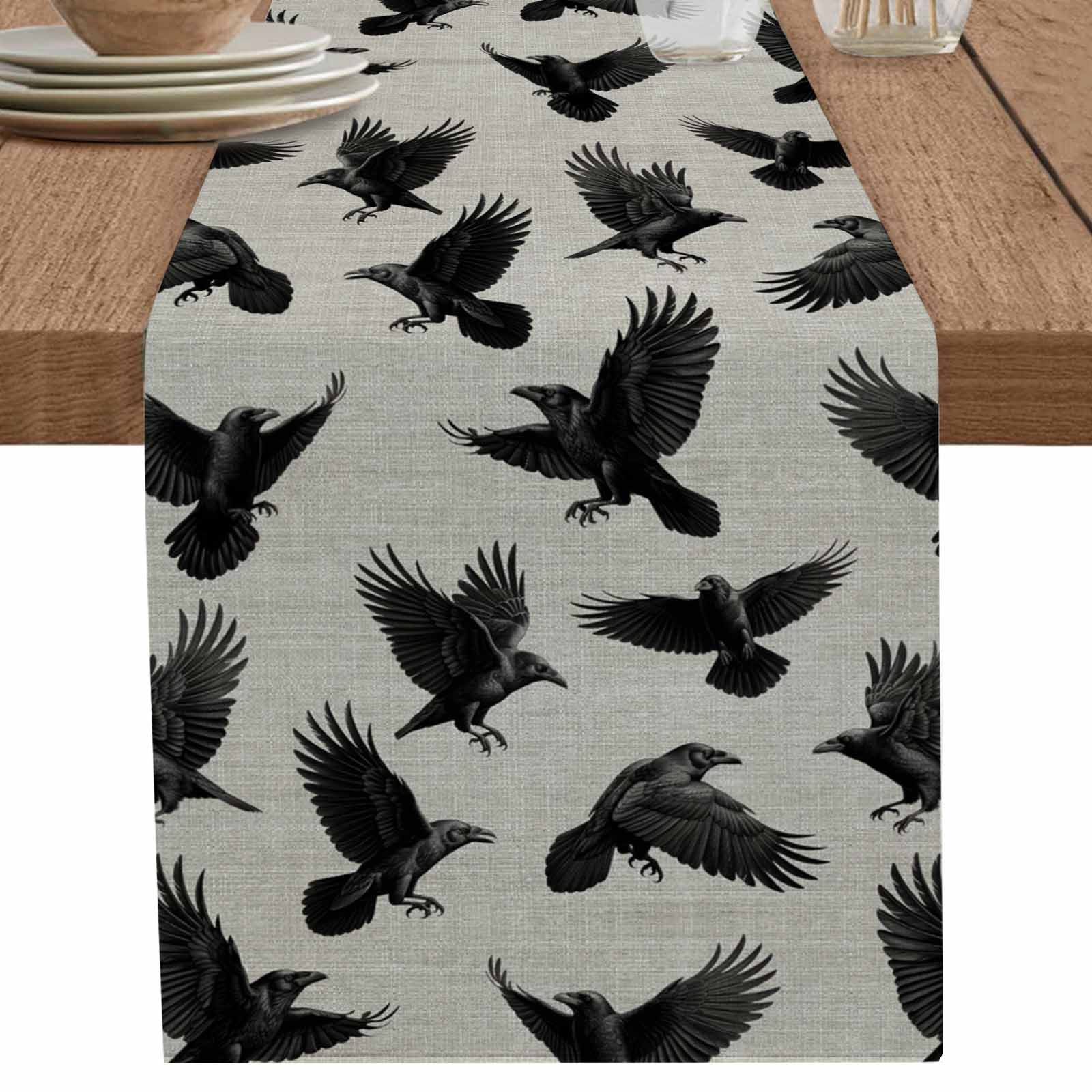 nqOlkjepod Gray Halloween Table Runner 72 Inches Long Farmhouse Dress ...