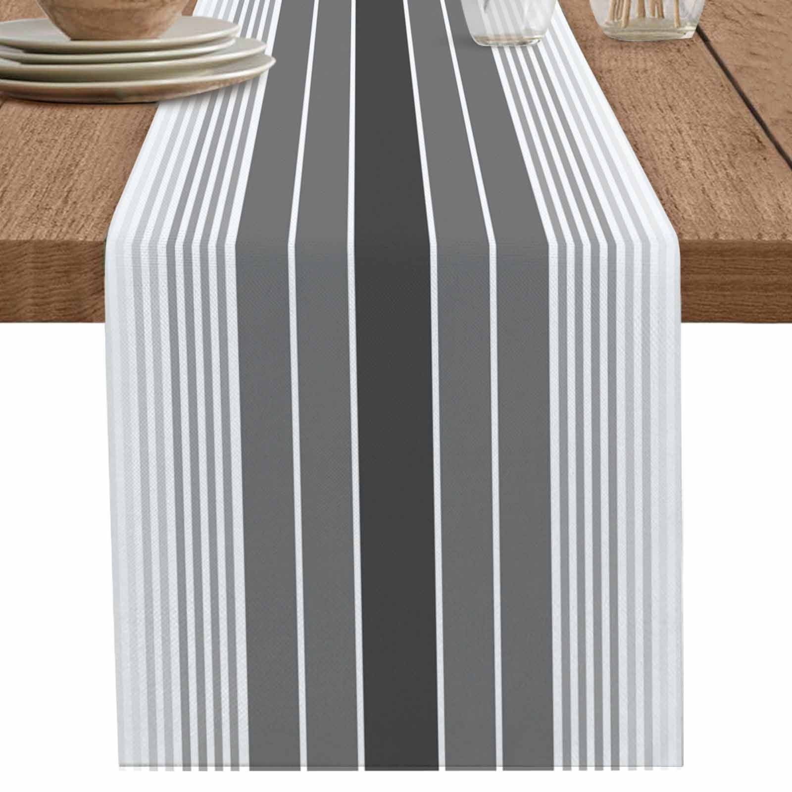nqOlkjepod Gray Ombre Stripe Table Runner 72 Inches Long Farmhouse ...