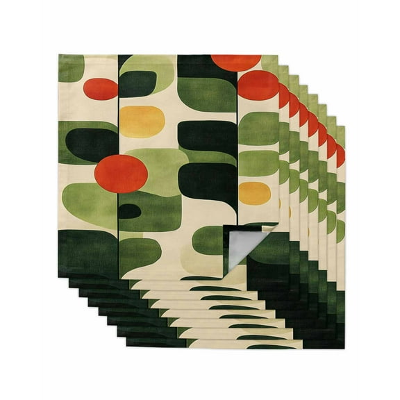 nqOlkjepod Green Abstract Cloth Napkins Set of 8 Reusable Dinner Napkins, Middle Century Minimalist Lines Cocktail Napkin Washable Table Napkins for Wedding/Holiday Party/Baby Shower 20"x20"