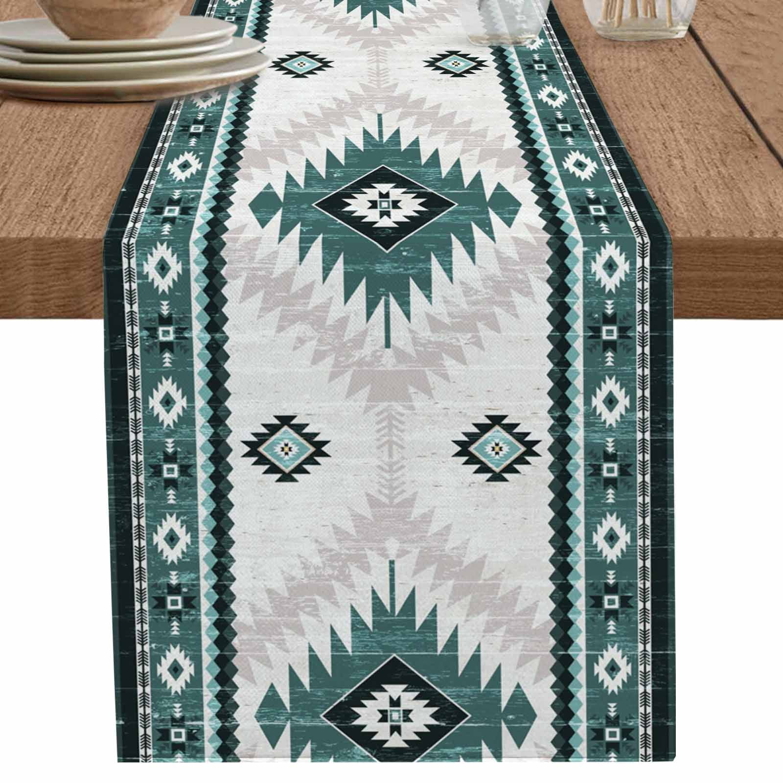nqOlkjepod Green Beige Boho Table Runner 70 Inches Long Farmhouse Dress ...