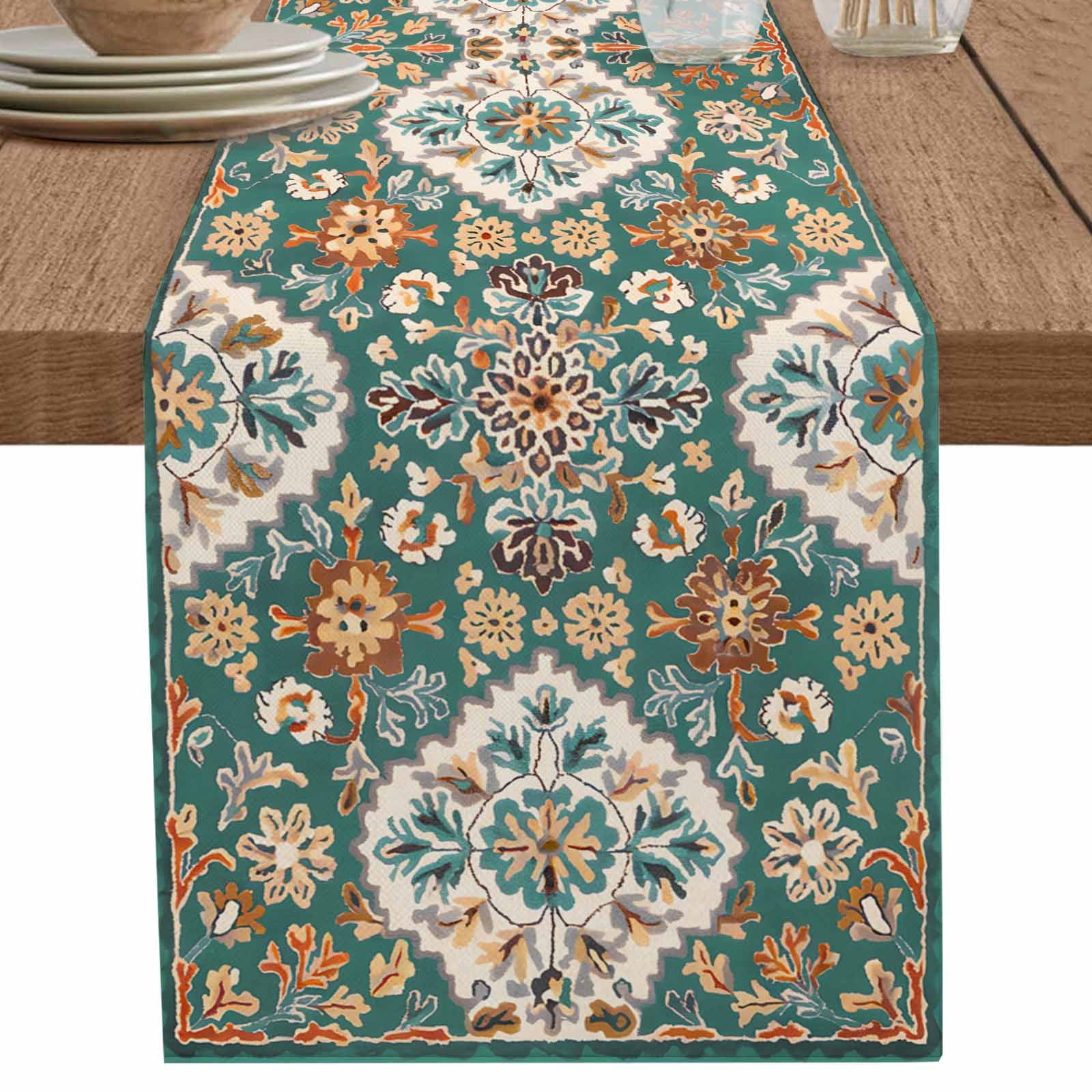 nqOlkjepod Green Boho Table Runner 70 Inches Long Farmhouse Dress ...