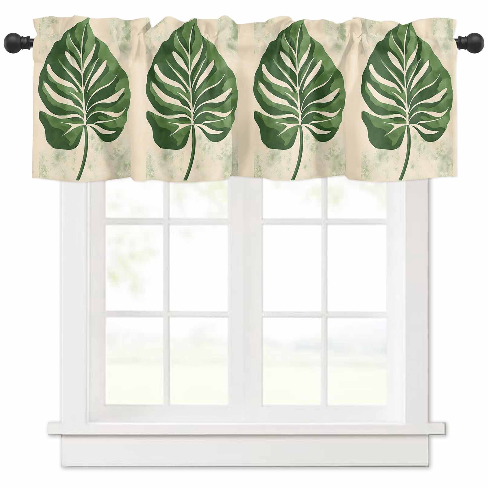 nqOlkjepod Green Botanical Farmhouse Short Window Curtain Valances ...