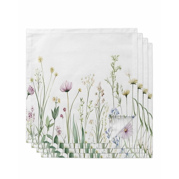 nqOlkjepod Green Botanical Floral Cloth Napkins Set of 4 Reusable Dinner Napkins, Spring Summer Rustic Cocktail Napkin Washable Table Napkins for Wedding/Holiday Party/Baby Shower 20"x20"
