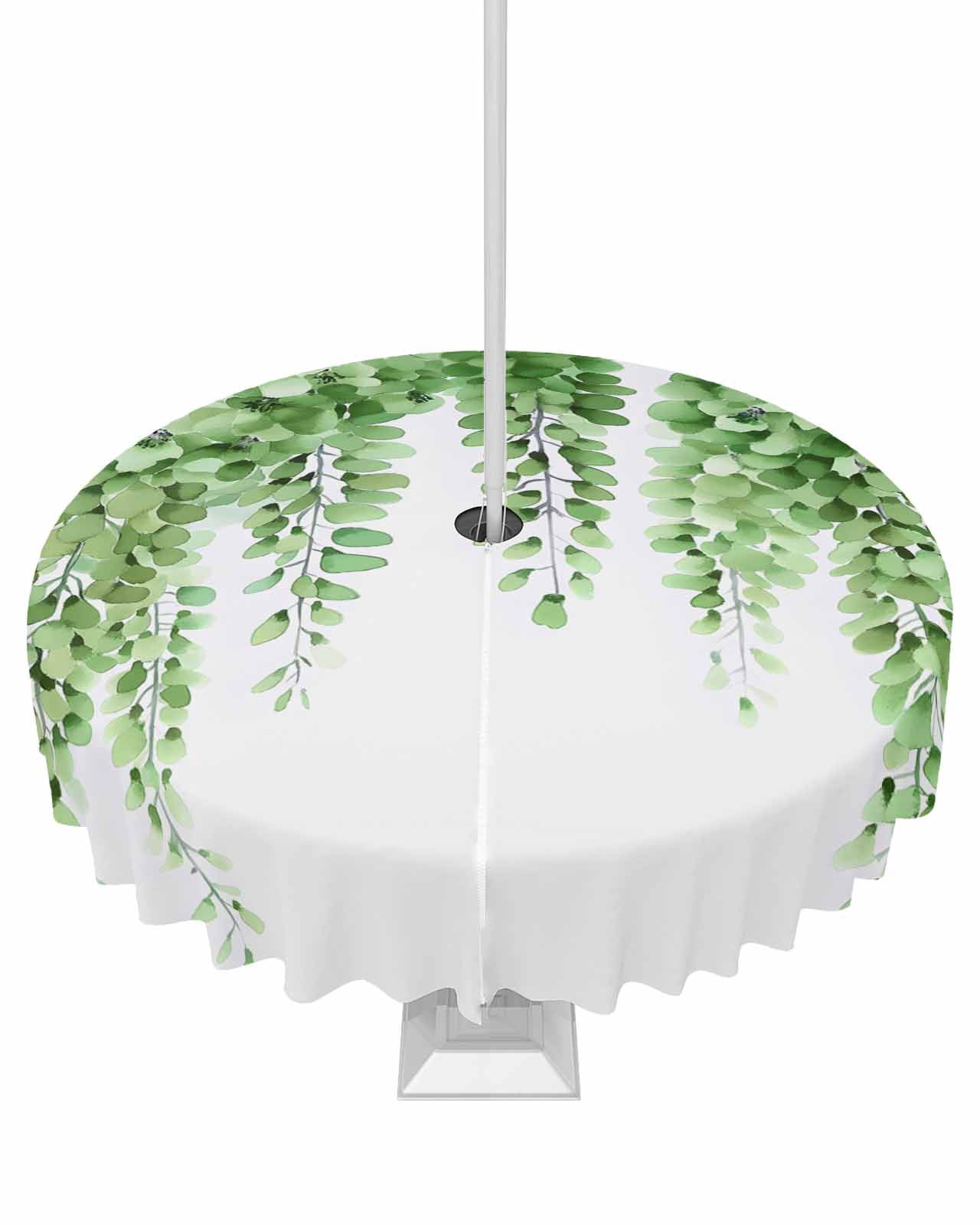 nqOlkjepod Green Eucalyptus Leaf Outdoor Tablecloth with Umbrella Hole ...