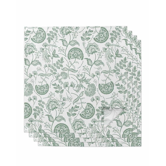nqOlkjepod Green Farmhouse Cloth Napkins Set of 4 Reusable Dinner Napkins, Floral Floral Plant Leaf Vintage Fruit Cocktail Napkin Washable Table Napkins for Wedding/Holiday Party/Baby Shower 20"x20"
