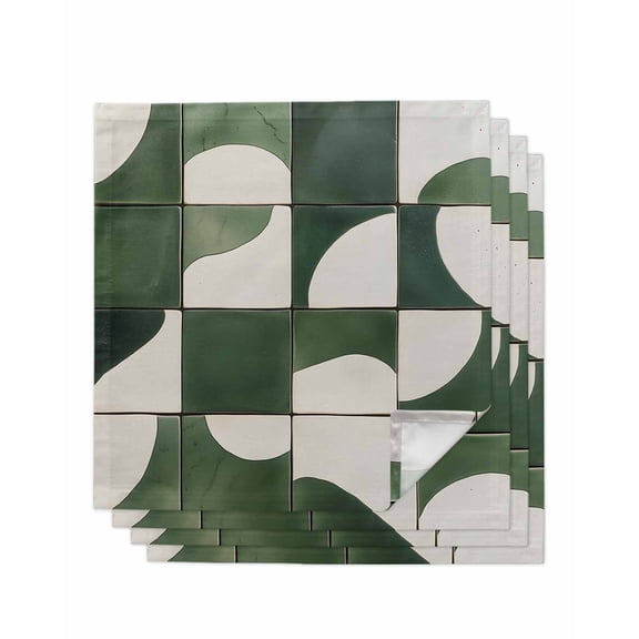 nqOlkjepod Green Geometric Cloth Napkins Set of 4 Reusable Dinner Napkins, Abstract Color Block Modernism Cocktail Napkin Washable Table Napkins for Wedding/Holiday Party/Baby Shower 20"x20"