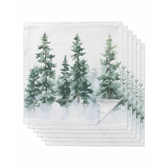 nqOlkjepod Green Ombre Forest Cloth Napkins Set of 6 Reusable Dinner Napkins, Watercolor Trees Sage Green Cocktail Napkin Washable Table Napkins for Wedding/Holiday Party/Baby Shower 20"x20"