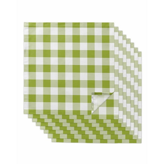 nqOlkjepod Green Plaid Cloth Napkins Set of 8 Reusable Dinner Napkins, Gradient Geometric Buffalo White Checkered Cocktail Napkin Washable Table Napkins for Wedding/Holiday Party/Baby Shower 20"x20"