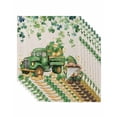 thumbnail image 1 of nqOlkjepod Green St. Patrick's Day Cloth Napkins Set of 8 Reusable Dinner Napkins, Vintage Truck Clovers Gold Cocktail Napkin Washable Table Napkins for Wedding/Holiday Party/Baby Shower 20"x20", 1 of 8