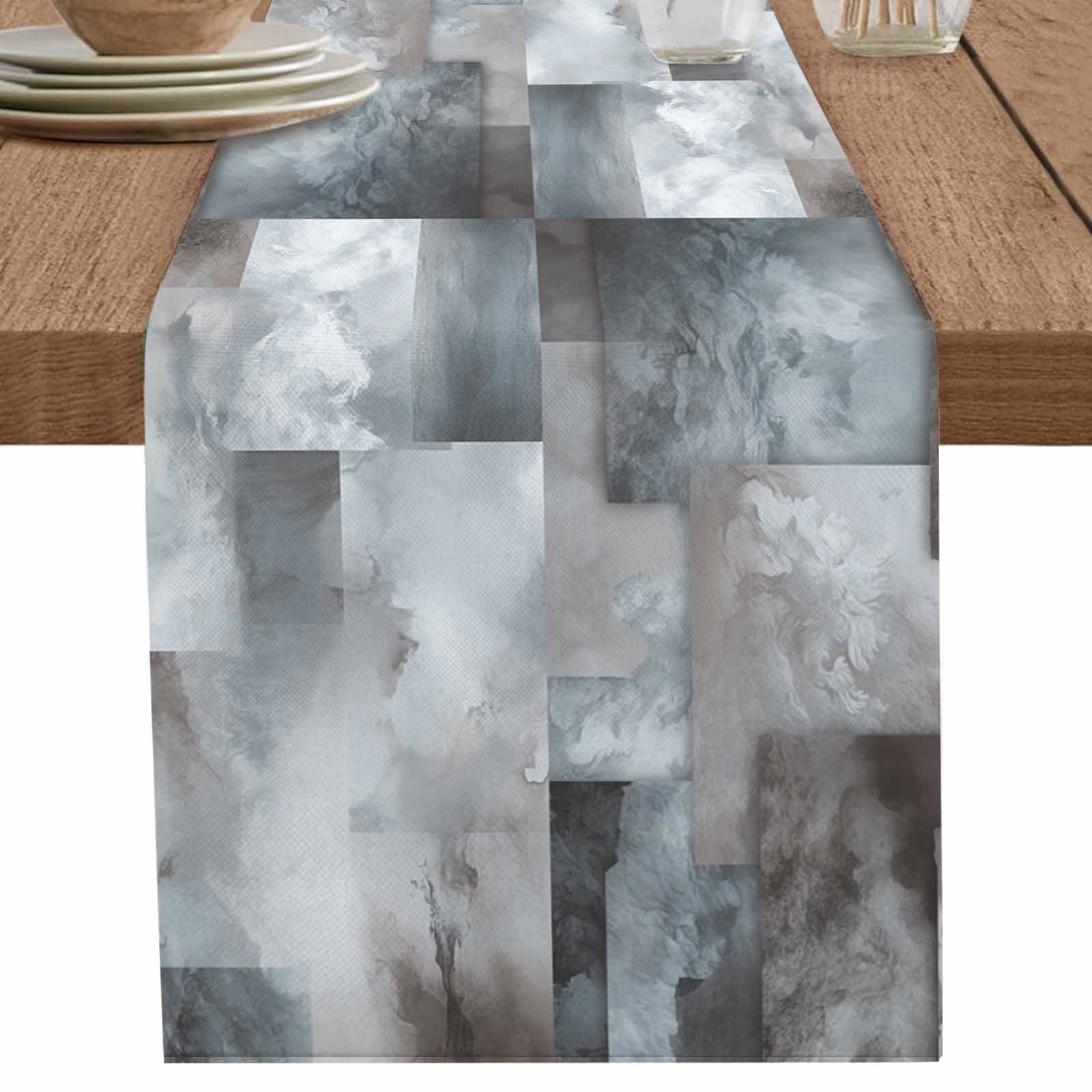 nqOlkjepod Grey Blue Table Runner 72 Inches Long Farmhouse Dress ...