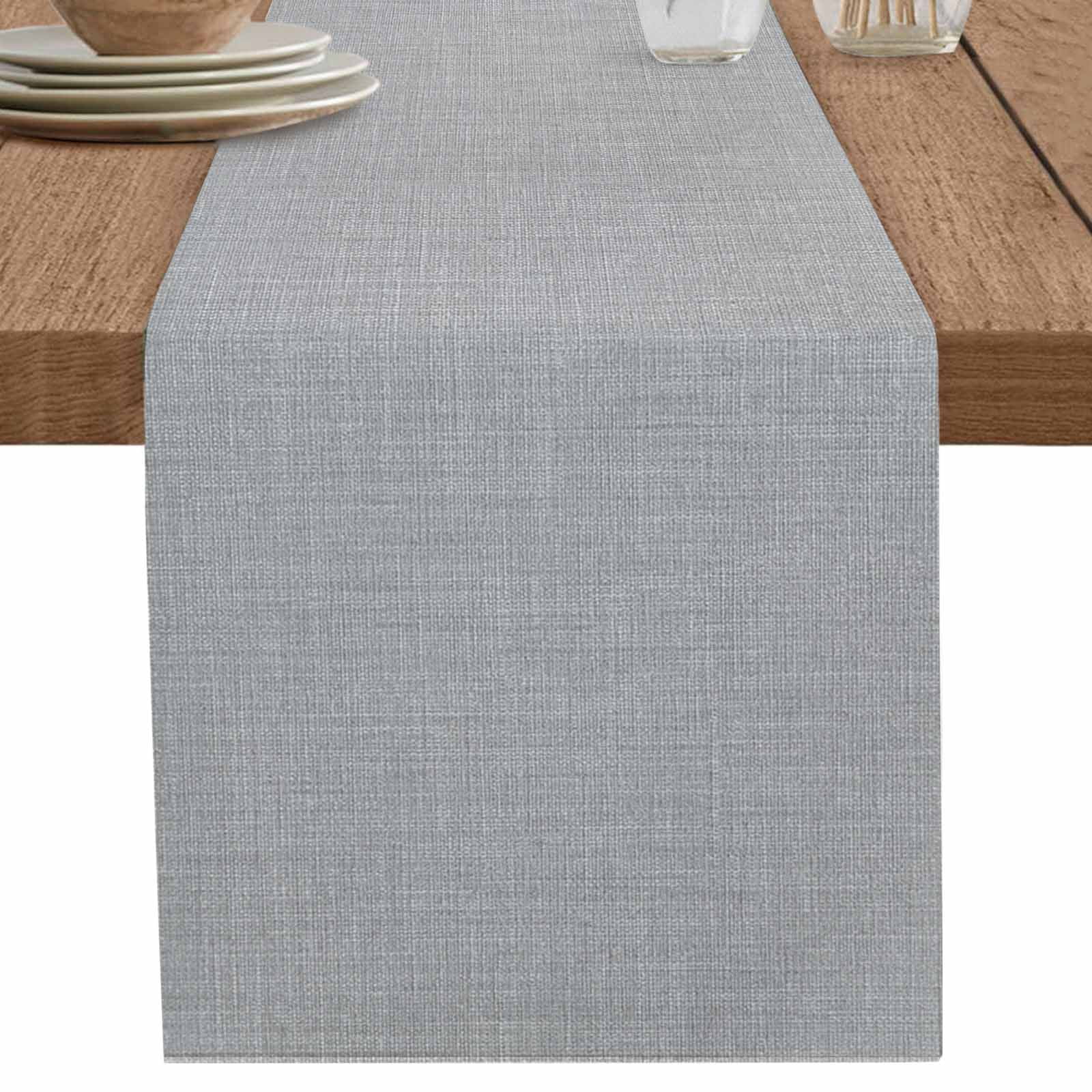 nqOlkjepod Grey Burlap Texture Table Runner 120 Inches Long Farmhouse Dress Scarves, Farmhouse Vintage Gray Dining Tablerunner for Coffee Table/Kitchen Island/Party Décor, 13" x 120"