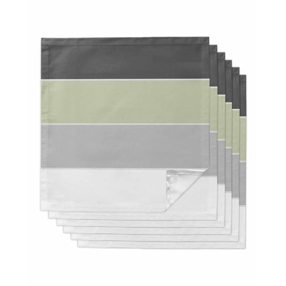 nqOlkjepod Grey Green Striped Cloth Napkins Set of 6 Reusable Dinner Napkins, Farmhouse Modern Cocktail Napkin Washable Table Napkins for Wedding/Holiday Party/Baby Shower 20"x20"