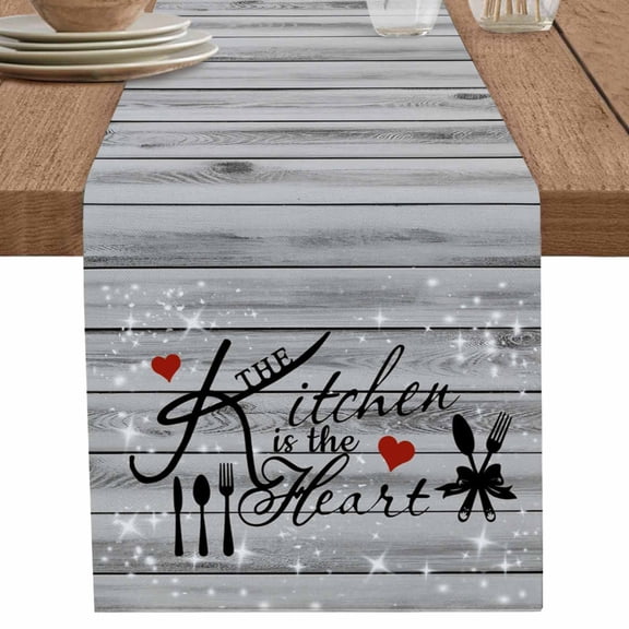 nqOlkjepod Grey Kitchen Knife Fork Table Runner 48 Inches Long Farmhouse Dress Scarves, Fork Wooden Modern Art Dining Tablerunner for Coffee Table/Kitchen Island/Party Décor, 13" x 48"