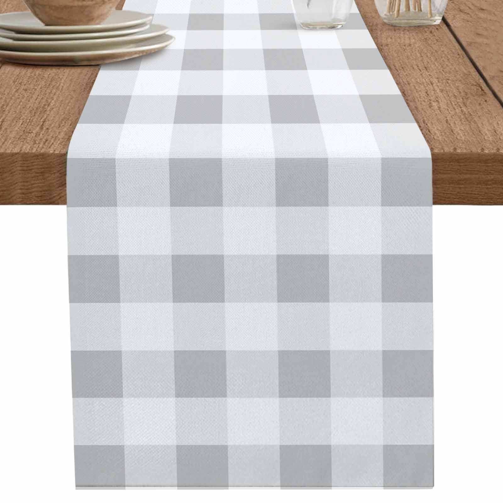nqOlkjepod Grey Plaid Table Runner 72 Inches Long Farmhouse Dress ...