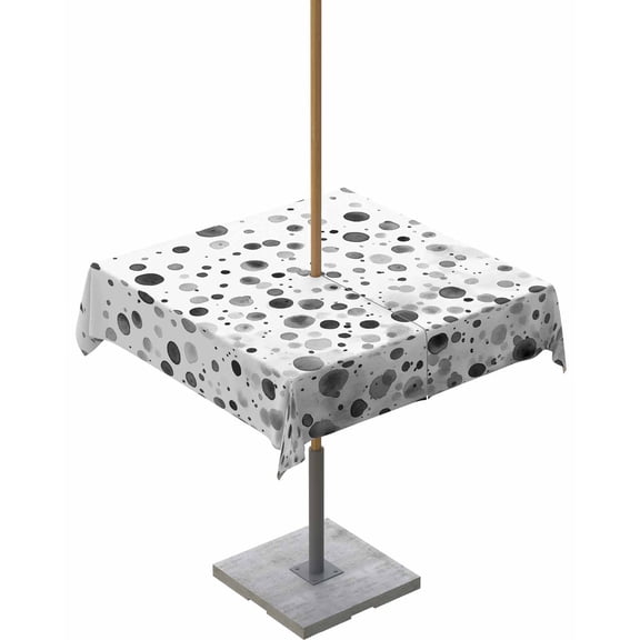 nqOlkjepod Grey Polka Dot Outdoor Tablecloth with Umbrella Hole & Zipper, Modern Art Abstract Watercolor Dot Square Table Cover 54x54 Inch, Dining Waterproof Table Cloth Protector for Patio/Party